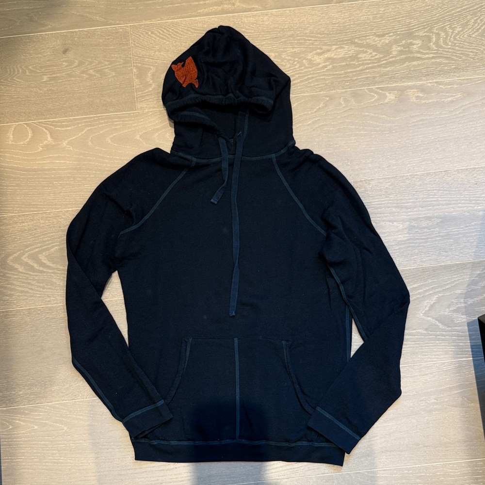 Dark navy Hoodie with orange Patch Detail